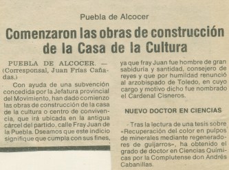Noticias antiguas de Puebla de Alcocer, en La Comarca de La Siberia, en Extremadura.